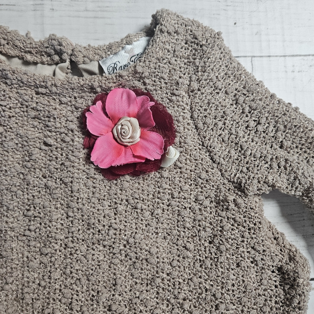 Rare Editions Layered Sweater With Flower Lace Ruffles Size 3T - Picture 2 of 7